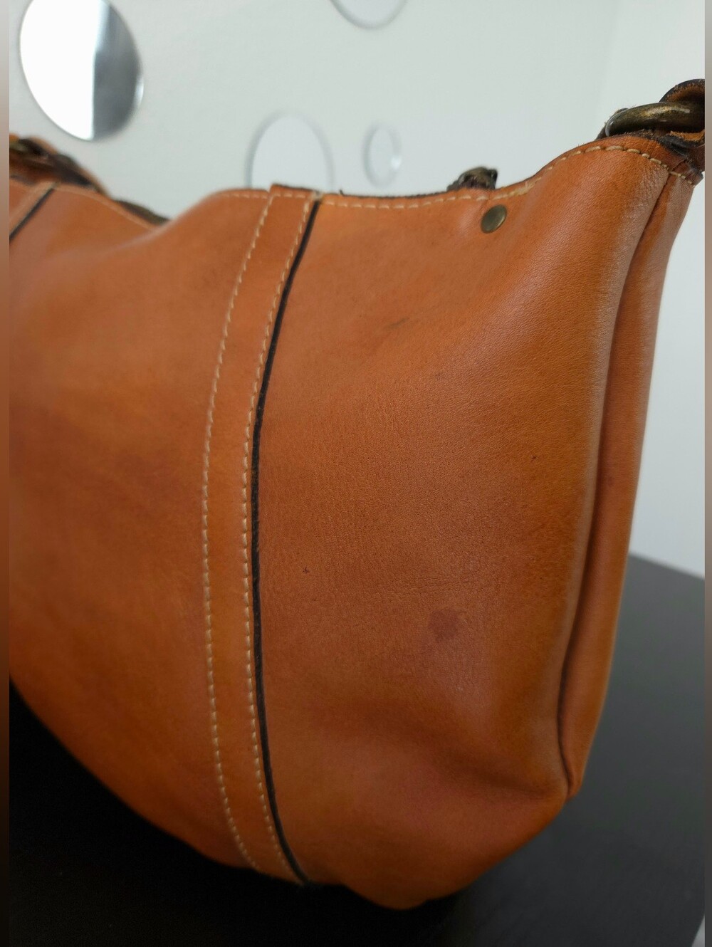 Patricia Nash Riano Tan Italian Leather Hobo Shoulder Bag Distressed Vintage - Picture 8 of 13